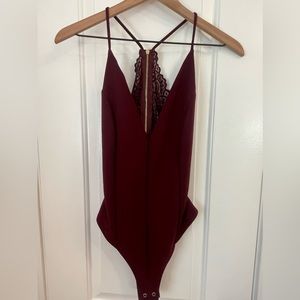 Maroon Backless Lace body suit